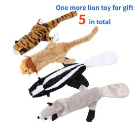 5 Pack Woodland Animal No Stuffing Plush Squeaky Chew Toys for ALL SIZE Aggressive Chewers