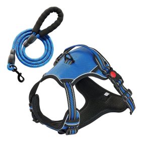 No Pull Adjustable Harness W/ 5ft Leash, Handle, Metal Rings, Buckles