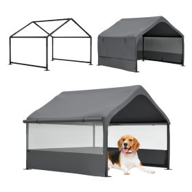 4' x 4' x 3.3' Outdoor Tent W/ 3-Sided Mesh Windows & Ground Stakes, Gray