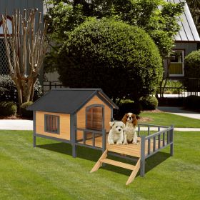 Large Wooden Cabin Style House W/ Iron Frame and Porch