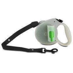 16' Glow-In-The-Dark Retractable Leash W/ 12 Green Pick-up Bags