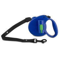 Retractable Leash with Green Pick-up Bags, Blue