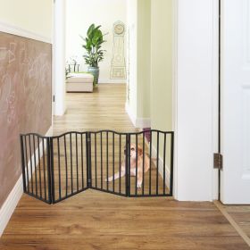 Dog Gate for Doorways Or Stairs- Freestanding, Folding, Brown, Wooden