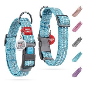 10"-16" X 4/5" Reflective Cotton Collar for S/M/L Dogs, Eco-Friendly, Blue