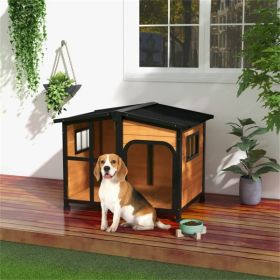 Wooden Dog House with Asphalt Roof, Natural