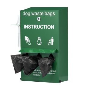 Outdoor Waste Bag Dispenser W/ Hand Wash Bottle & 600 Bags, Lockable, Stake, Pole