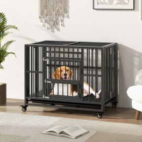 Foldable Heavy-Duty Metal Cage, Chew-proof Crate W/ Lockable Wheels