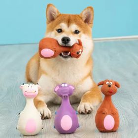 4pcs Cartoon Cow, Dog, Elephant & Goat Latex Squeaky Chew Toys For Dental Health (Option: Multicolor)
