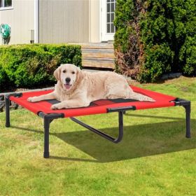 Elevated Bed W/ Steel Frame, Breathable, For Large Dogs, Red (Option: Red)