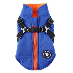 Cotton-padded Coat with Harness (Option: DZ227 Blue-XS)