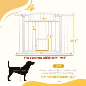 Extra Wide Walkthrough Dog Gate W/ Door, 3" & 5.5" Extension Kits (Option: White)
