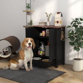 Pet Feeding Station W/ Storage, Black (Option: Black-915x450x195 mm)