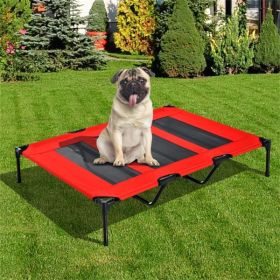 Elevated Bed W/ Storage Bag, Lightweight, Steel Frame, Red (Option: Red)