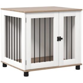 2-In-1 Crate & Side Table With Lockable Door, For Small And Medium Dogs, White/Brown (Option: Walnut Brown)