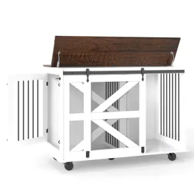 47.2" Multi-Functional Crate W/ Flip-Top, Dual-Access & 5 Casters (2 Locking), Room Divider for 2 Dogs (Option: defaulttitle)