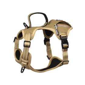 High-Performance Tactical Harness W/ Poop Bag Holder & No Pull Front Clip, Brown (Option: Brown-Small)