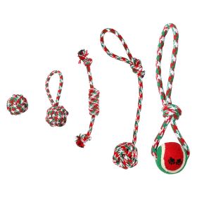 5Pcs Christmas Rope Chew Toy Set For Small/Medium Aggressive Chewers (Option: Multicolor)