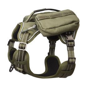 High-Perfomance Harness W/ Backpack, No Pull Front Clip, Metal Buckles, Waste Bag Holder (Option: Army Green-Small)