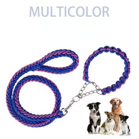 Eight-strand Nylon Braided Collar Leash, Bite-Resistant Chain (Specification (L * W): XL, colour: Blue)