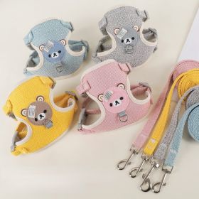 Teddy Bear Harness and Leash Set for Small Dogs, Adjustable (Color: Pink, size: M)
