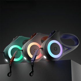 3/5M Retractable Leash with Light (Color: Orange with light, size: 3M)