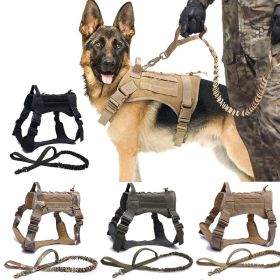 Tactical Dog Harness Pet Training Vest Dog Harness And Leash Set For Large Dogs Padded Quick Release Harness (Color: Brown Harness, size: XL)