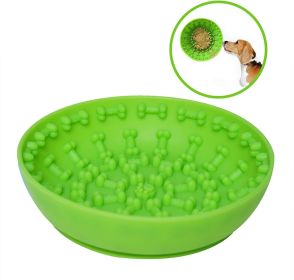 Slow Feeder Bowls with Suction Cup, Interactive for Boredom Anxiety Reduction (Color: Green)