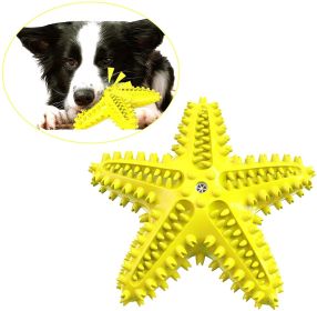 Starfish-Shaped Squeaky Chew Toy, Natural Rubber, Treat Dispensing Puzzle Toy (Color: Yellow)