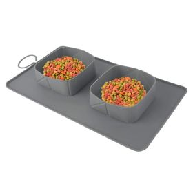 Collapsible Silicone Dog Bowl, Foldable, Expandable (Color: Gray)