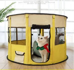 Portable Pop-Up Playpen; Durable, Waterproof Bottom, Removable Top (Color: Yellow)