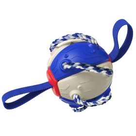 Foldable Soccer Ball/Frisbee Interactive Chew Toy, Teething, Tug of War (Color: Blue)