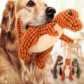 Stuffed Dinosaur Squeaky Chew Toy; Dog Training Toy; (Color: Green, size: 9.84 inch)