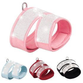 Rhinestone Harness W/ Leash For Dog, Soft (Color: Black, size: S)