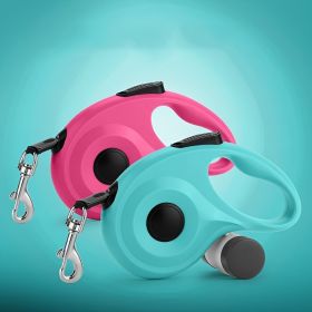Retractable Dog Leash With Dog Poop Bag Dispenser (Color: Rose Red, size: one-size)