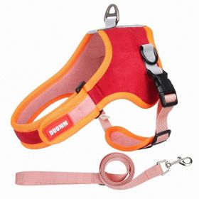 Harness and Leash Set With Chest Strap; Suede; Reflective; (Specification (L * W): S, colour: red)