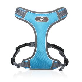 Reflective Harness with Chest Strap, Escape Proof, Soft, Breathable Mesh (Specification (L * W): M (12-32 kg), colour: Light blue)