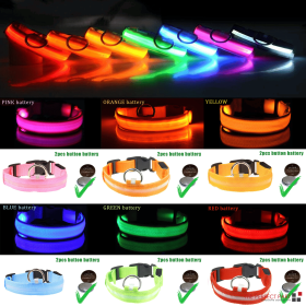LED Adjustable Dog Collar Blinking, Flashing, Glow, Waterproof (Color: Orange, size: M)