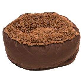 Dirty-Dog Round Bed Large, Brown, 25" x 25" x 8" (Color: Brown, size: large)