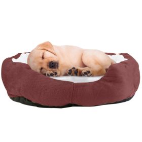 Soft Warm Fleece Bed For S/M Dog (Color: Brown)