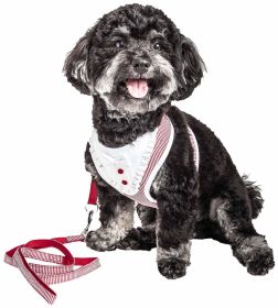 'Spawling' 2-In-1 Mesh Reversed Adjustable Harness-Leash W/ Fashion Bowtie (Color: Red, size: X-Small)