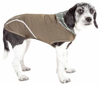 'Pull-Rover' Premium Performance Sleeveless Tank Top Hoodie, 4-Way Stretch, Two-Toned (Color: Green, size: large)