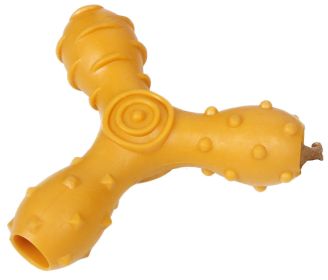 'Tri-Chew' Treat Dispensing and Chewing Interactive TPR Dog Toy (Color: Orange)