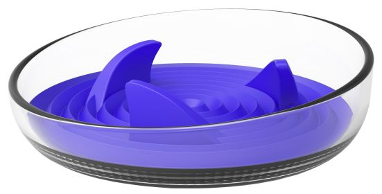 'Cirlicue' Shark Fin Shaped Slow Feeding Bowl (Color: Blue)