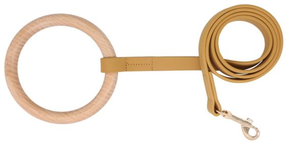 'Ever-Craft' Beechwood & Leather Designer Leash (Color: Apricot)