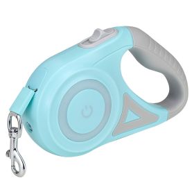 16FT Retractable Dog Leash W/ Flashlight RGB Light, 2 Rolls of Waste Bags & Dispenser (Color: Green)