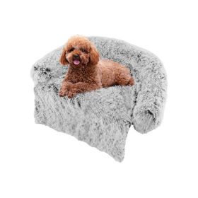 Plush Calming Couch Bed For Small/Medium Dogs (Color: Style A, size: S)