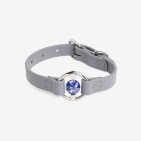 Luxury Spill-Proof Collar, Embedded with Healing Crystal (Color: Sea Lavender, size: small)