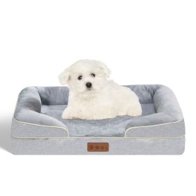 Orthopedic Bed W/ High Support For Small/Large Breeds, Breathable, Waterproof (Color: Gray, size: L)
