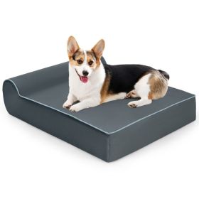 Orthopedic Dog Bed W/ Headrest and Removable Washable Cover (Color: Gray)