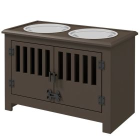 Food Storage Cabinet W/ Bowls & Feeding Station, Espresso (Option: Espresso)